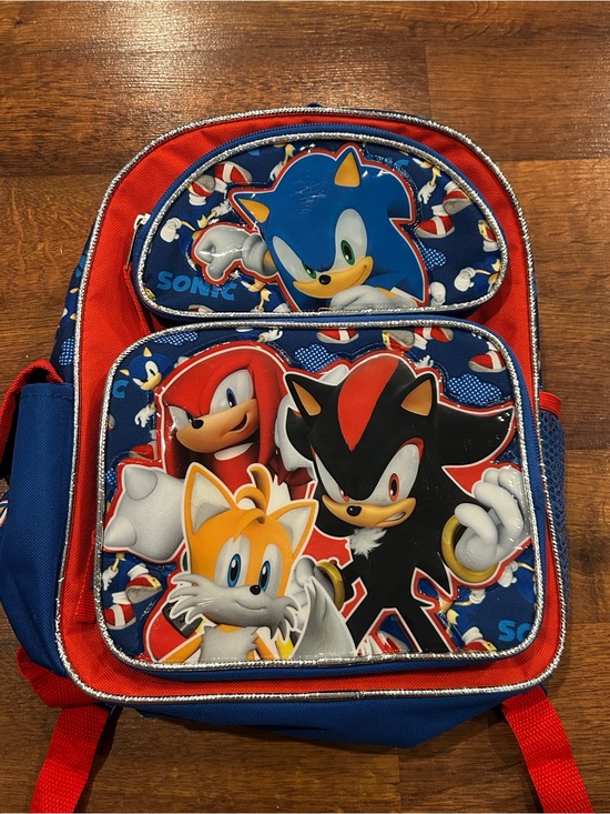 Sonic The Hedgehog Other - Sonic The Hedgehog Small Backpack 3-D Images Shadow Knuckles Tails 13” Preschool